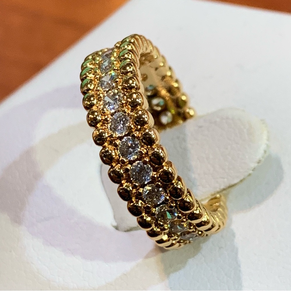 18k yellow gold-plated over base metal ring with gemstone Row